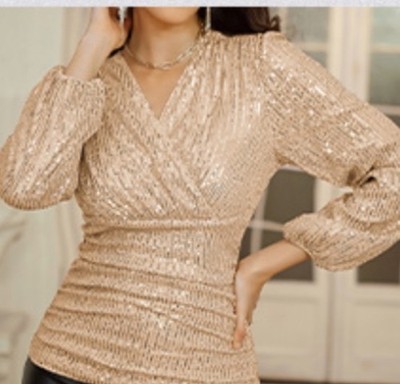 Grace Karin Sequence Glitter Top Long Sleeves 2XL