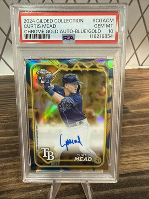 #ad 2024 Topps Gilded Chrome Curtis Mead RC Blue Gold 50 Auto CGA CM PSA 10 $275.00