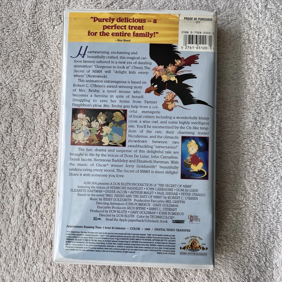 The Secret of NiMH 1982 Vintage VHS MGM Home Entertainment Kids Animated Movie - Image 2 of 4