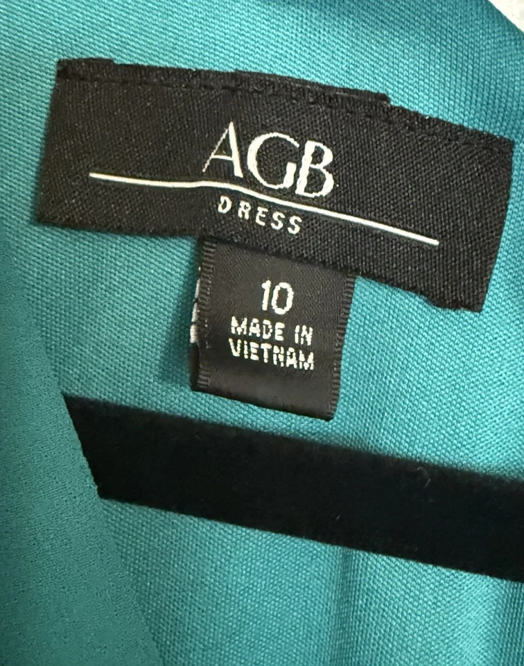 Vestido saia lápis feminino AGB - Azul-petróleo e preto - Tamanho 10 - Sem cinto - Imagem 4 de 4