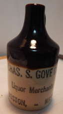 old antique mini liquor jug-Chas. S. Gove co ...