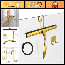 12-Inch Stainless Steel Shower Squeegee with Hooks & Spare Blade - Glass & Mirro