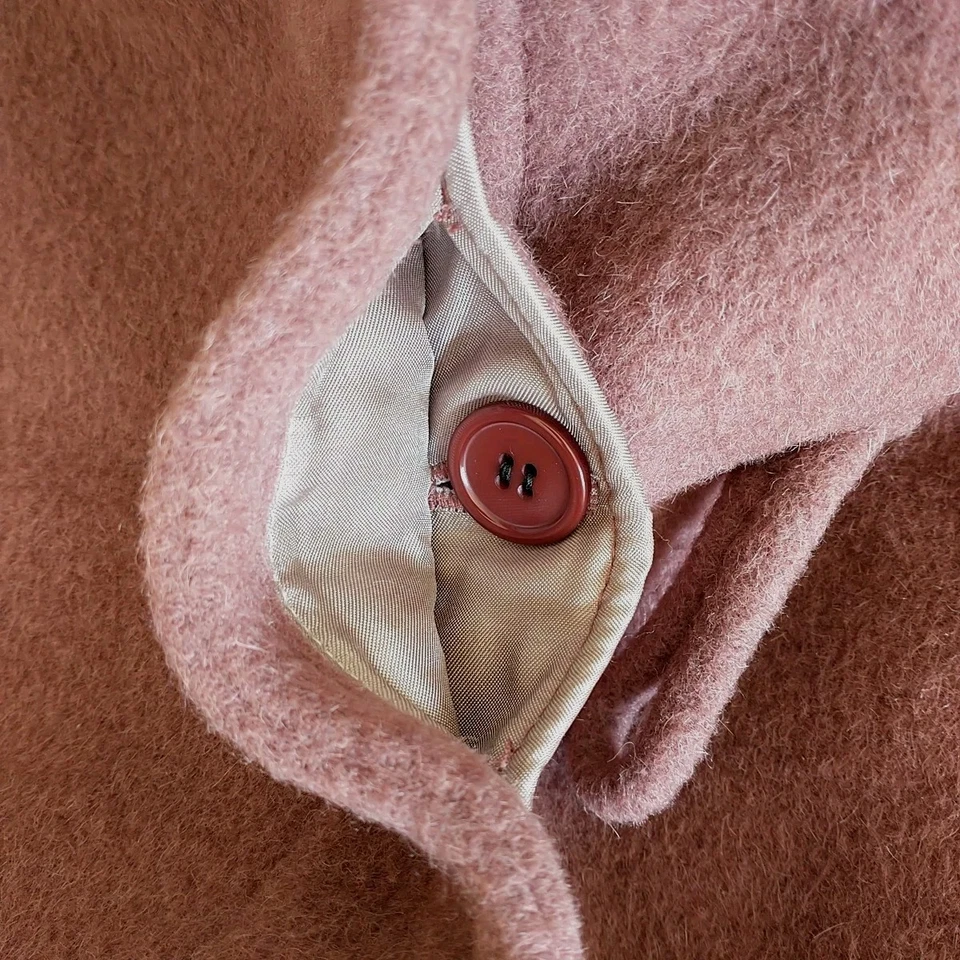 Hilary Radley Pea Coat Womens 14 Dusty Pink Alpaca Wool Blend Hooded Pocket - Image 4 of 4