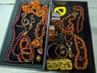 Vintage Faux Amber-Faux Bakelite Jewelry Lot-Earrings - Bracelets -Necklaces