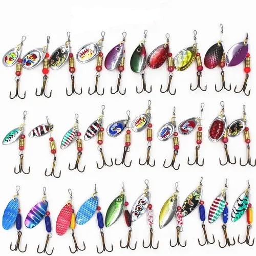 Kit De 43 Leurres De Pêche - Cuillers, Spinnerbaits, Crankbaits - Pour Truite, Brochet, Bass