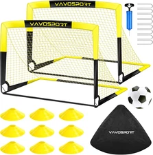 Kids Soccer Goal Set, 2 of 4X3/5X3.6/6X4 Ft Soccer Goals for Backyard, Portable 