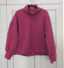 Calia by Carrie Underwood Textured Cowl Neck Sweatshirt Top Burgundy Size Large