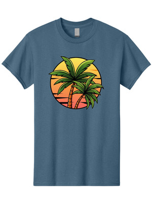 Two-Palm-Trees Mens Graphic Tee, 100% Cotton, Casual Summer Wear