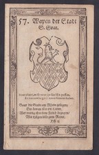1620 Sankt Goar Stadt Wappen Holzschnitt coat of arms Heraldik