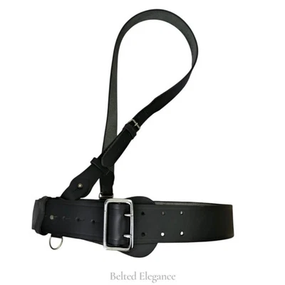 Sam Browne Leather Belt with Shoulder Strap British Army Military Duty Belt - Image 1 of 4