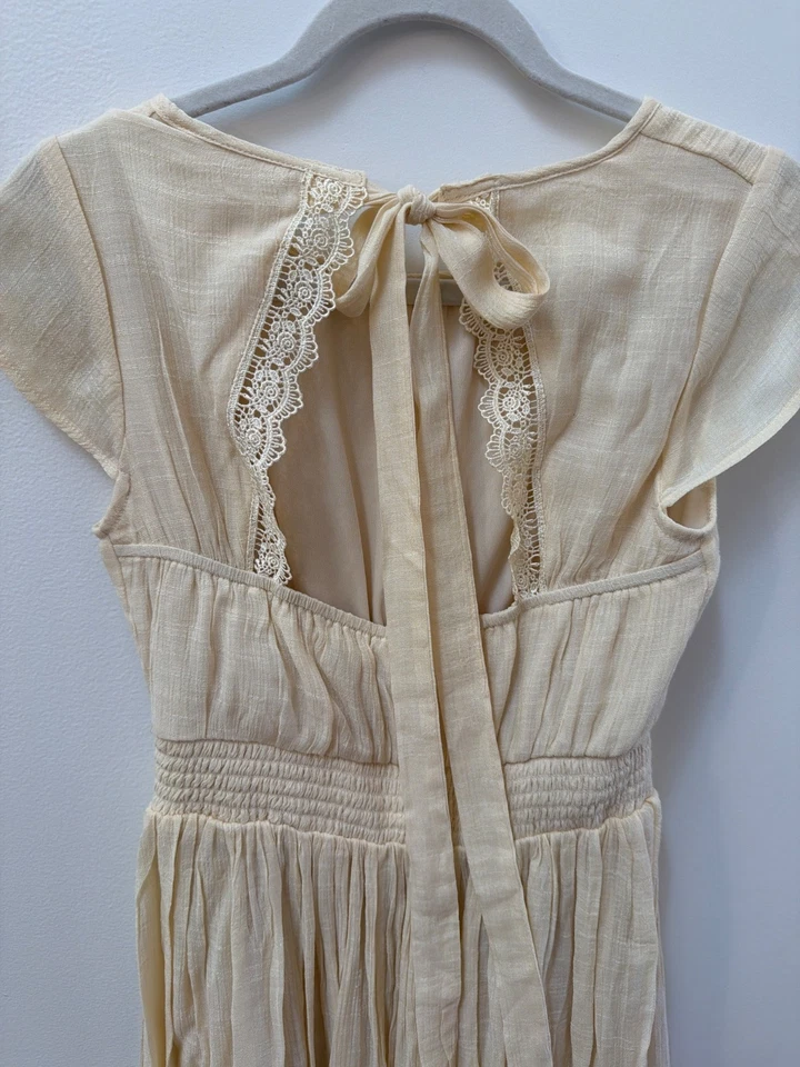Joyfolie Girls Cream Lace-Back Cap Sleeve Maxi Dress Size 14 Lightweight Cotton - Image 2 of 4