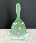 FENTON ART GLASS DOTTED SWISS WILLOW RUFFLED EDGE SATIN BELL SIGNED C. GRIFFITHS