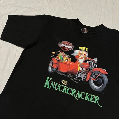 Vintage Harley Davidson Shirt Knuckle Head Nutcracker XL USA 90s Christmas Iowa