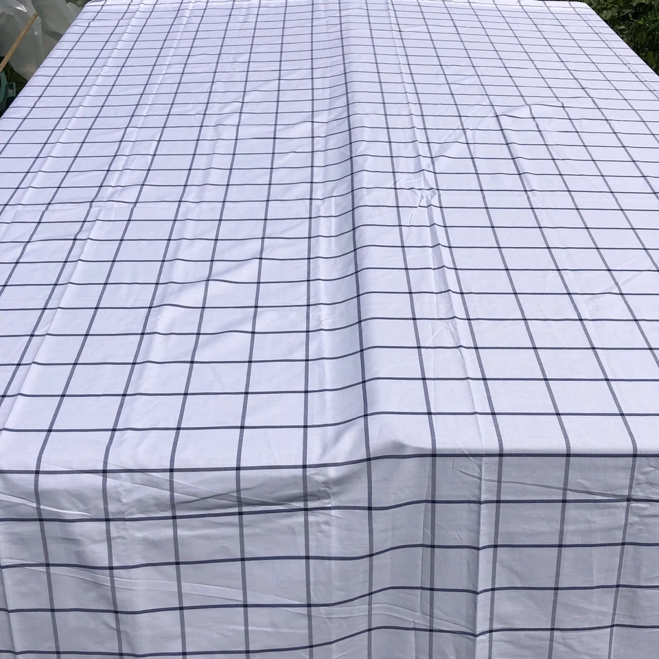 Sábana plana completa Pottery Barn Teen orgánica boxter blanca azul algodón ventana Foto 2 de 4