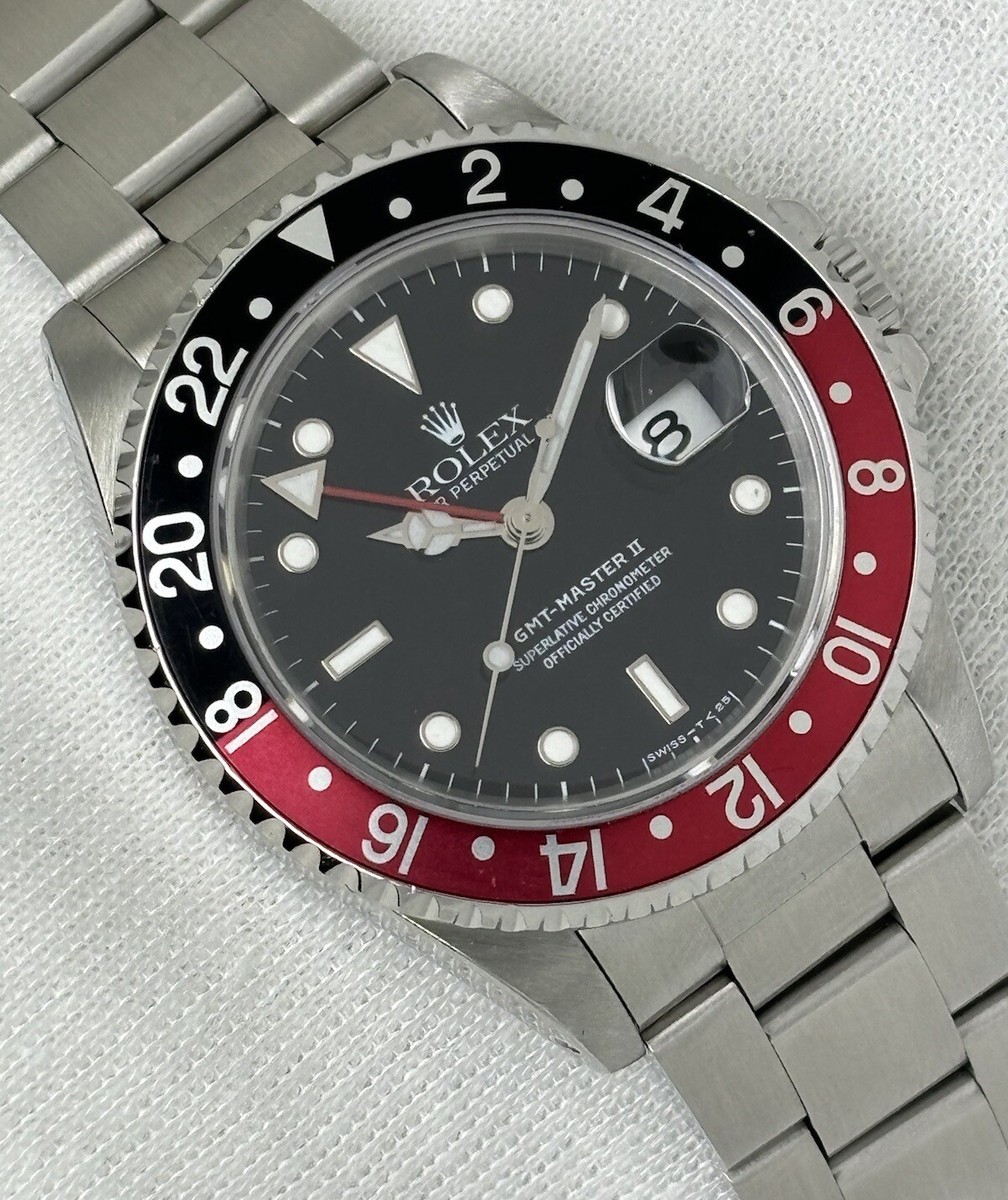 Rolex GMT Master II Coke Red Black Bezel Gents Watch Auto Steel 40mm 1991  16710