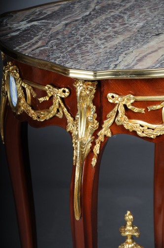 Grandioser Table D'Appoint Avec Bronze Louis XV Marbre Bois de Hêtre - Photo 4 sur 12