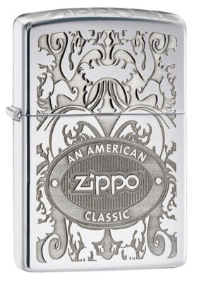 Zippo 24751, American Classic Stamped Logo Design, High Polish