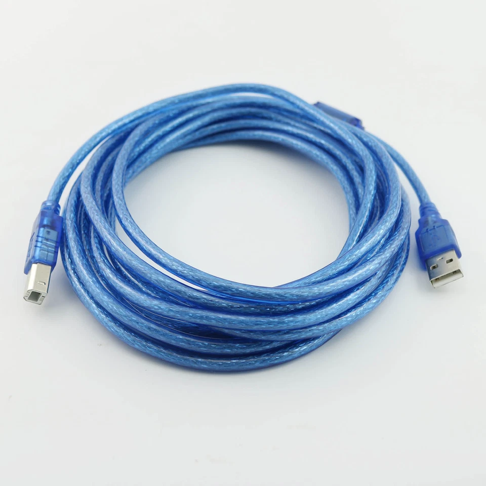 1x Blue USB 2.0 A Male to USB B Male Plug Printer Connector Cable 5M/16FT - Image 2 of 4