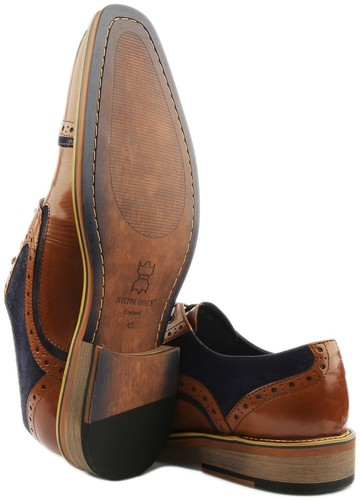 Justin Reece England Dennis Uomo Bicolore Pelle Scarpe Eleganti Misura UK 6 - 14 - Foto 5 di 13