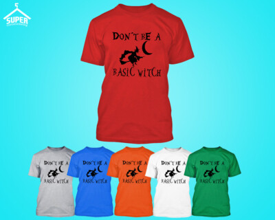 BLACK Logo Don't Be Basic Witch Mens TSHIRT Halloween T-shirt Halloween Boo 