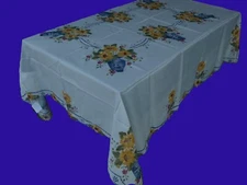 New! Hand Painted Embroideried Tablecloth 72X90"