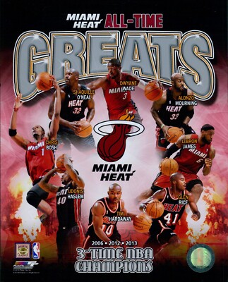 Miami Heat All-Time Greats NBA Basketball Licensed 8x10 Matte