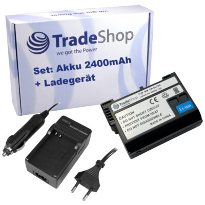 Set: Akku 2,4Ah + Ladegerät für Nikon MB-D14 MB-D15 MB-D17 MB-D18 MB-N10 MB-N11