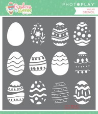 Crafts PhotoPlay 6X6 Mylar Stencil Baskets of Bunnies Decorated Easter Eggs Dots