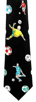 Soccer Kick Men's Necktie Sports World Cup Ball FIFA Football Black Neck Tie 