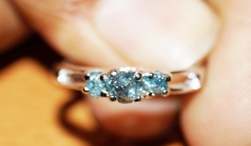 1.50cts natural Blue rough diamond ring, raw diamond 925 silver engagement ring - Picture 4 of 5