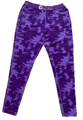 Legging Yoga Ethika Subzero – Taille Haute – Imperméable – Violet Camouflage – Taille L – Femme