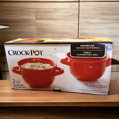 Crock-Pot 22 oz. Red Ceramic Soup Bowl Set  (2-Pack)