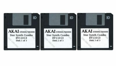 Akai S5000/S6000 Set of Three Floppy Disks Ster Synth Combo EV11013