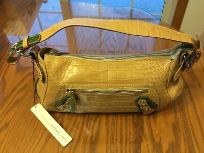 Women s Designer   Stefano Genevose  Embossed Crocodile Leather Satchel, Sand.