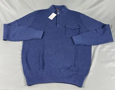 Peter Millar Sweater Mountainside Ribbed 1/4 Zip Medium Blue Dusk NWT MSRP $268