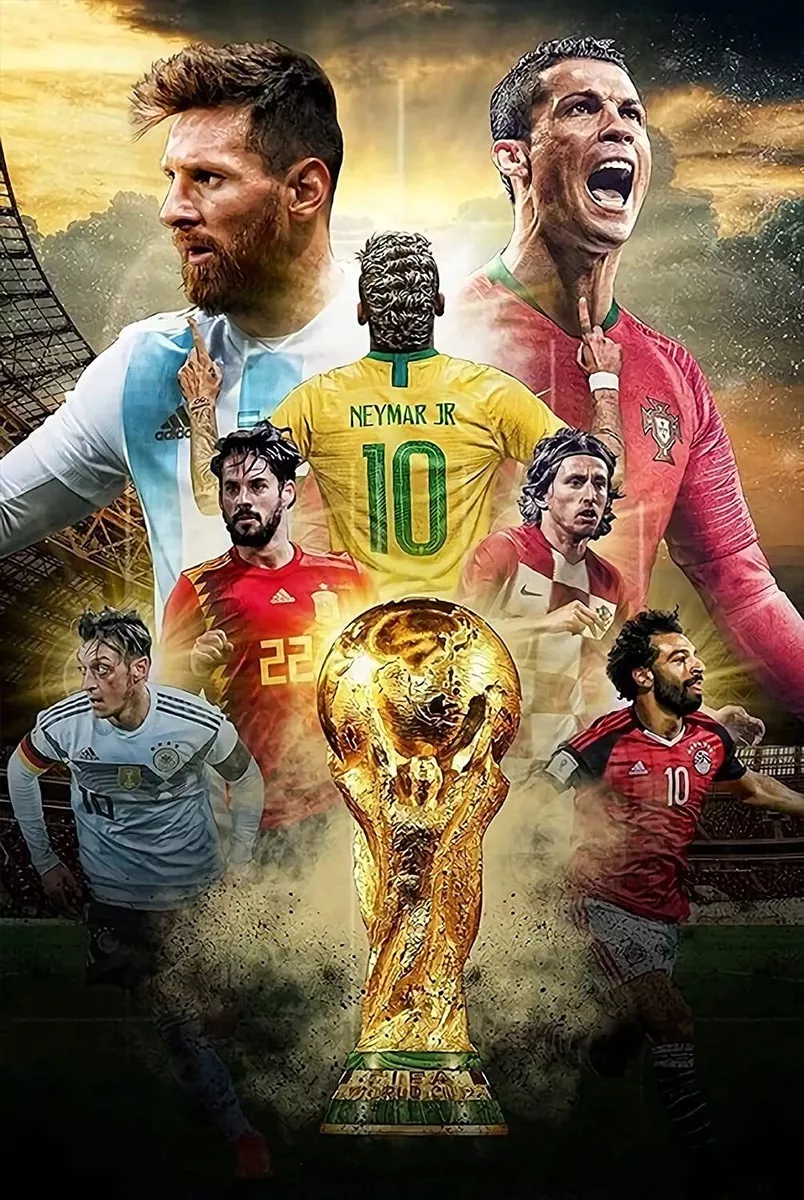 World Cup Soccer Star Poster Cristiano Ronaldo and Lionel Messi