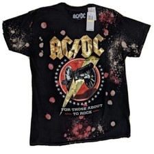 AC DC For Those About to Rock Boys T-Shirt Size M Cannon Lightning Bolt Gift NEW