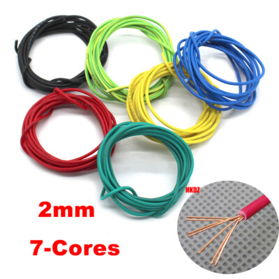 2mm Thin Wall Multi-Stranded 7-Cores Copper Cable Automotive Marine Model Wires