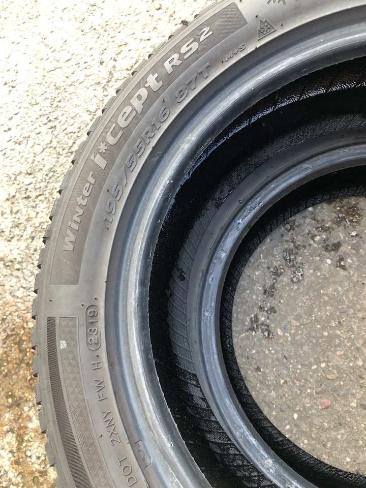 ✅2x 195/55R16 M+S Winterreifen HANKOOK 5,5mm! Schnee ❄️Symbol und Felgenschutz - Bild 4 von 4