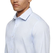 Banana Republic Men's Slim Fit Stretch Poplin Shirt, Blue, size large