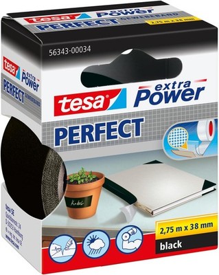 Tesa extra Power Perfect Gewebeband Gewebeverstärktes Ductape 2,75 m x 38 mm