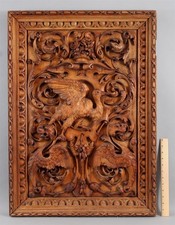 Large Antique 19thC Hand Carved Victorian Architectural Gothic Dragons & Egret 