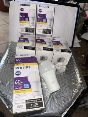 Lot of 6 New PHILIPS 8.8A19/PER/930/P/GU24/DIM 6/1FB T20 LED Bulb,A19,3000K A19
