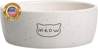 Ceramic Meow Cat Bowl, Holds 12 Oz, Whisker-Friendly Pet Dish for Food and Water