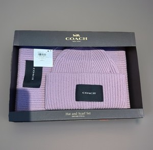 Coach Woven Patch Knit Beanie & Scarf Set Faded Pink In Gift Box NWT MSRP $225 NWT Bundle COACH Fair Isle Print Knit Beanie CCW04 & CCW71  main image 3