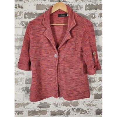Willow Knit Cardigan Blazer Jacket Small Coral 3/4 Sleeve Chic Boho  Classic