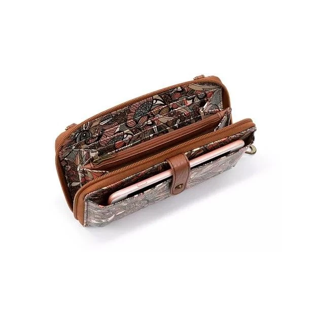 Cartera bandolera Sakroots para mujer color tostado patrón floral cierre de cremallera bohemia Foto 3 de 4