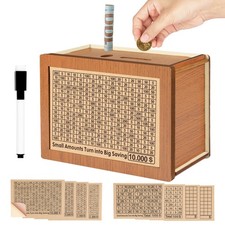 Cash Vault Wooden Savings Box Cash Saver Money Coin Saving Box With Countdown