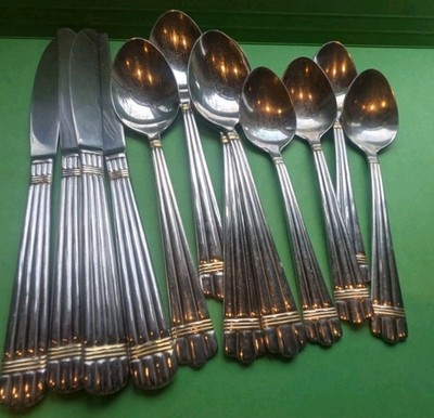 12 Pieces Wallace Golden Apollo 18/8 Stainless Steel Flatware