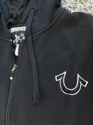 True Religion Logo Y2K Vintage Zip Up Hoodie Graphic Mens Size X